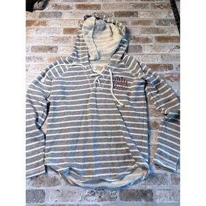 Blue 84 Big Cedar Lodge Striped Hoodie Blue White Lace Up Adventure Small